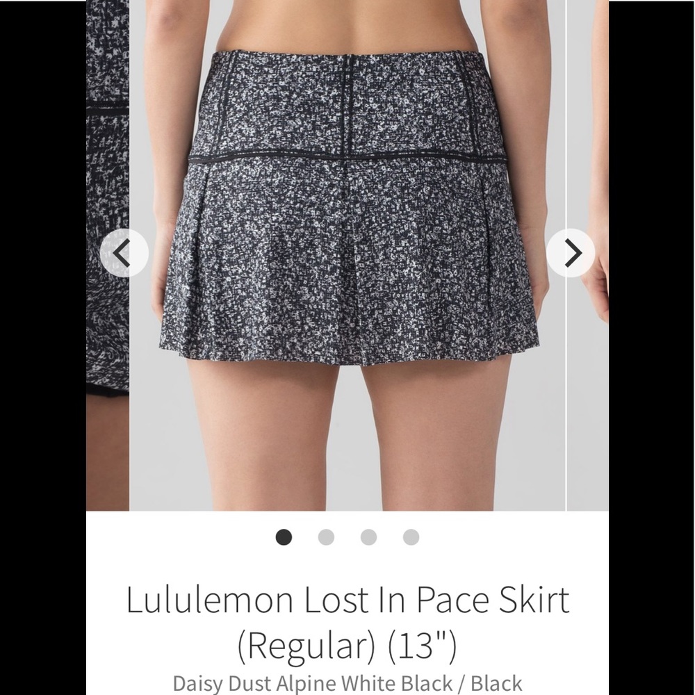 Lululemon 10 Lost In Pace Skirt 13” Black White Tiny Floral Print Daisy Dust